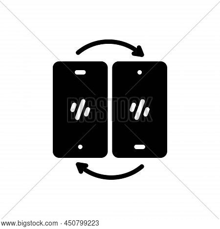 Black Solid Icon For Altered Phone Changed Revised Transformed Refurbish Updated Emended