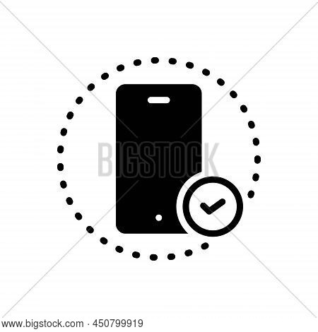 Black Solid Icon For Allowed Grant Permit Assent Mobile Checkout