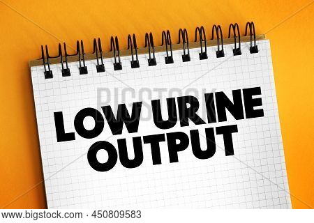 Low Urine Output Text On Notepad, Medical Concept Background