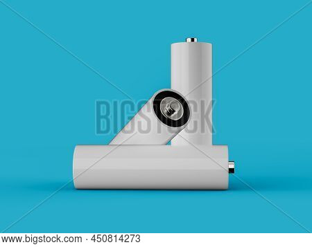 Aa Size Battery Isolated On White Background Blank Rechargeable Battery Aa Or Aaa Size 3d Illustrati
