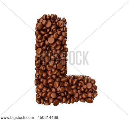Alphabet L Made Of Chocolate Chips Chocolate Pieces Alphabet Letter L 3d Illustration