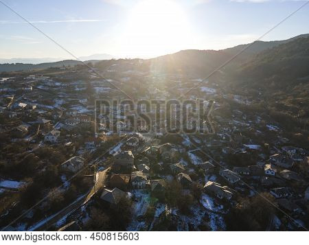 Aerial View Of Village Of Dolen With Authentic Nineteenth Century Houses, Blagoevgrad Region, Bulgar