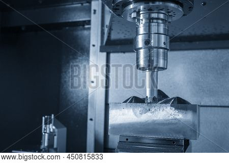 The Cnc Milling Machine Rough Cutting The Injection Mold Insert Part By Indexable  Tools. The Mold A