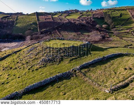 Aerial View Of Historic Ringfort By Kilcar In County Donegal - Ireland