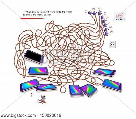 Logic Puzzle Game With Labyrinth For Children And Adults. Which Plug Do You Need To Plug Into The So
