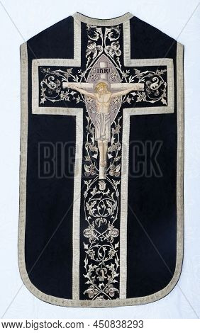 STITAR, CROATIA - JUNE 16, 2018: Golden embroidered church chasubles