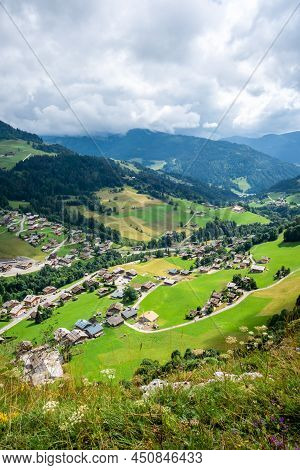 Mountain Landscape And Chinaillon Village. The Grand-bornand, Haute-savoie, France