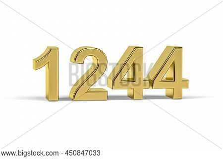 Golden 3d Number 1244 - Year 1244 Isolated On White Background - 3d Render