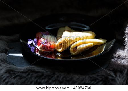 Pancakes, Strawberries And Cream