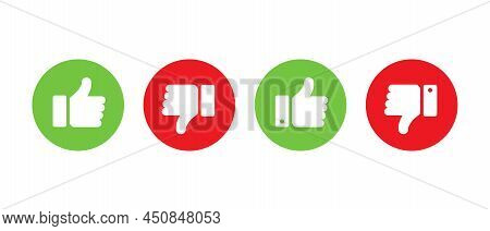 Hand Thumb Up And Thumb Down, Vector Icons Set. Ok, No, Like, Dislike Concept In сircle