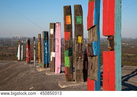 Bottrop, Germany - April 27, 2021: Haniel Tip, Landmark Of Ruhr Metropolis Against Sky On April 27, 