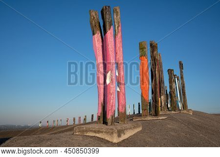Bottrop, Germany - April 27, 2021: Haniel Tip, Landmark Of Ruhr Metropolis Against Sky On April 27, 