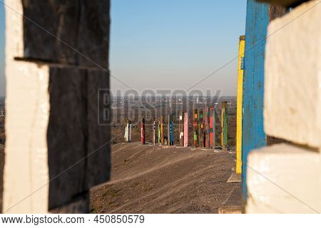 Bottrop, Germany - April 27, 2021: Haniel Tip, Landmark Of Ruhr Metropolis Against Sky On April 27, 