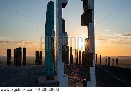 Bottrop, Germany - April 27, 2021: Haniel Tip, Landmark Of Ruhr Metropolis Against Sky On April 27, 