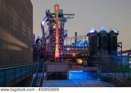 Duisburg, Germany - November 6, 2021: Industrial Heritage Of The Old Economy, Ruin Of Steelmill In T