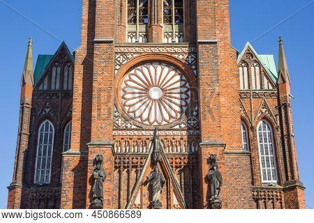 Statues On The Facade Of The Historc Great Church In Bremerhaven, Germany