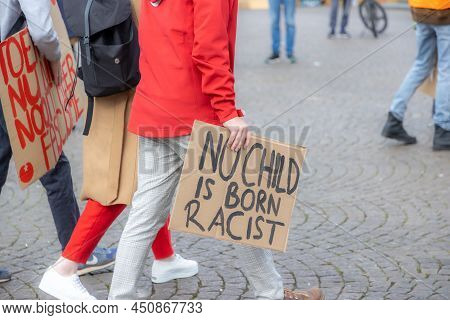 Maastricht, South Limburg, Netherlands. March 13, 2022. Protest: No Racism, No Fascism In The Counci