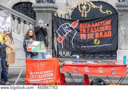 Maastricht, South Limburg, Netherlands. March 13, 2022. Protest: No Racism, No Fascism In The Counci