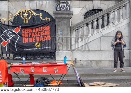 Maastricht, South Limburg, Netherlands. March 13, 2022. Protest: No Racism, No Fascism In The Counci