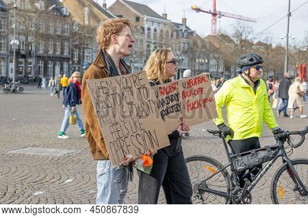 Maastricht, South Limburg, Netherlands. March 13, 2022. Protest: No Racism, No Fascism In The Counci