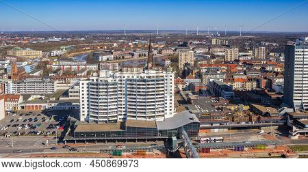 Bremerhaven, Germany - March 09, 2022: Panoramic View Of The City Center Of Bremerhaven, Germany