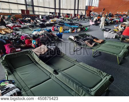 March 4, 2022, Krakow, Poland, Camp For Refugees From Ukraine.temporary Shelter For Women And Childr