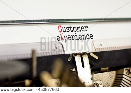 Cx Customer Experience Symbol. Concept Words Cx Customer Experience On White Paper Typed On Retro Ty