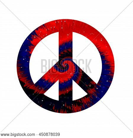 Tie Dye Psychedelic Surreal Peace Symbol.vector Tiedye Cartoon Character Illustration Logo.hippie Pe