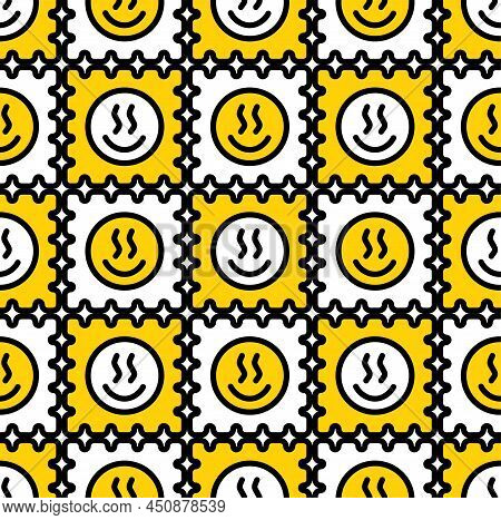 Trippy Eye Seamless Pattern. Vector Hand Drawn Doodle Style Cartoon Background Illustration. Trippy 