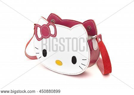 Tehran, Iran - December 29, 2019: Handmade Kitty Bag On A White Background