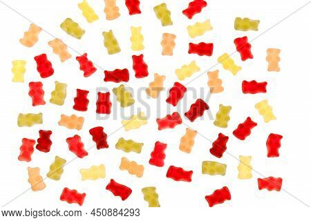 Jelly Bears Candy Isolated On A White Background.jelly Low-calorie Sweets. Childrens Dessert.jelly B