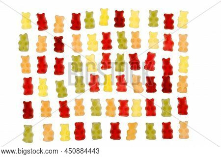Jelly Bears Candy Isolated On A White Background.jelly Low Calorie Sweets. Childrens Dessert.jelly M