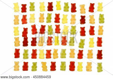 Jelly Bears Candy Isolated On A White Background.jelly Low Calorie Sweets. Childrens Dessert.jelly M