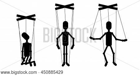 Puppet Puppets. Manipulator Concept. Business Concept. Vector Illustration. Stock Image.