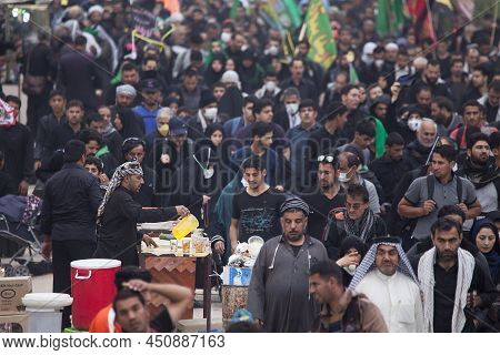 Walking From Najaf To Karbala, Ceremonies Of Arbaeen, Iraq, November 17, 2017