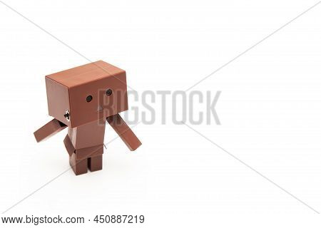 Danbo Toy Walking Alone In White Background