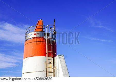 Hossegor Red White Lighthouse On French Atlantic Coast In Landes Capbreton France