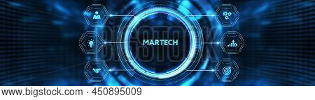 Martech Marketing Technology Concept On Virtual Screen Interface. Business, Technology, Internet And