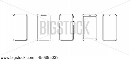 Mobile Phone Mockup Vector Illustration. Smartphone Outline Simple Modern Design
