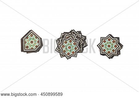 Khatam Pieces, Traditional Iranian Mosaic Technique. Isfahan, Iran. Abstract Background.
