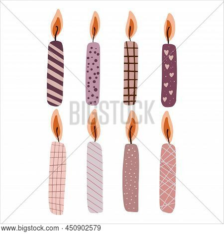 Set Of Cute Birthday Candles In Trendy Boho Colours