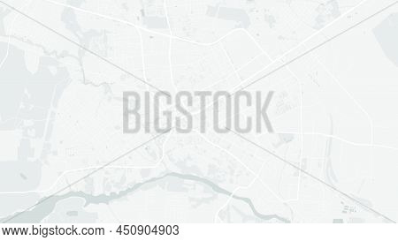 White And Light Grey Zhytomyr City Area Vector Background Map, Roads And Water Illustration. Widescr