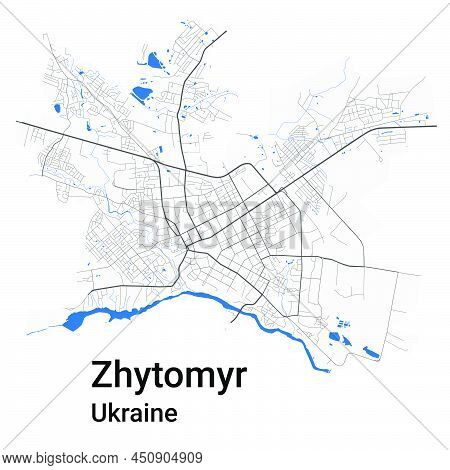 Zhytomyr Vector Map. Detailed Map Of Zhytomyr City Administrative Area. Cityscape Panorama. Royalty 