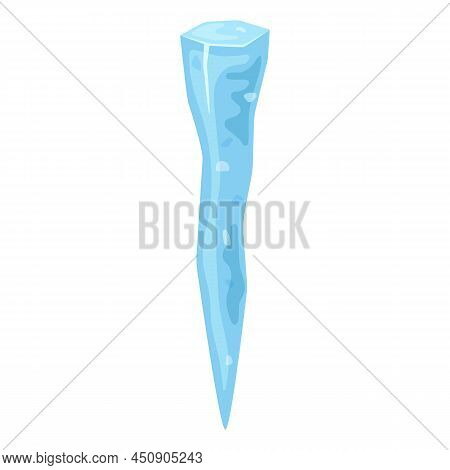 Icicle Or Broken Piece Of Ice. Cold Frozen Arctic Snowy Object On White Background, Ice Floe In Cart