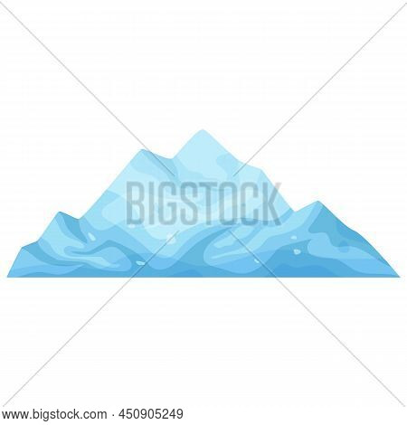 Iceberg Or Broken Piece Of Ice. Cold Frozen Block, Arctic Snowy Object On White Background, Icy Clif