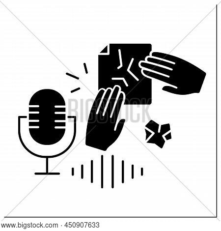 Asmr Glyph Icon. Paper Crinkles, Crumpling, Tearing. Internet Trend Concept. Filled Flat Sign. Isola