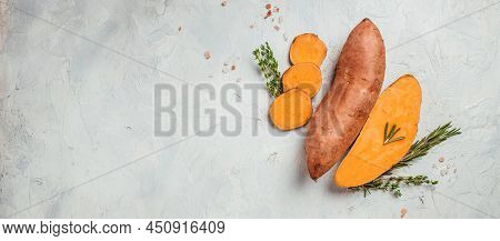 Louisiana Beauregard Sweet Potatoes, Organic Orange Sweet Potato Or Batatas. Vegan Food Ingredient. 