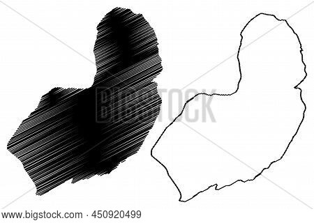 Graham Bell Island (russia, Russian Federation, Franz Josef Land Archipelago) Map Vector Illustratio