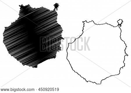 Gran Canaria Island (kingdom Of Spain, Canary Islands) Map Vector Illustration, Scribble Sketch Gran