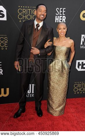 Will Smith and Jada Pinkett Smith at the 27th Annual Critics Choice Awards held at the Fairmont Century Plaza in Los Angeles, USA on March 13, 2022.